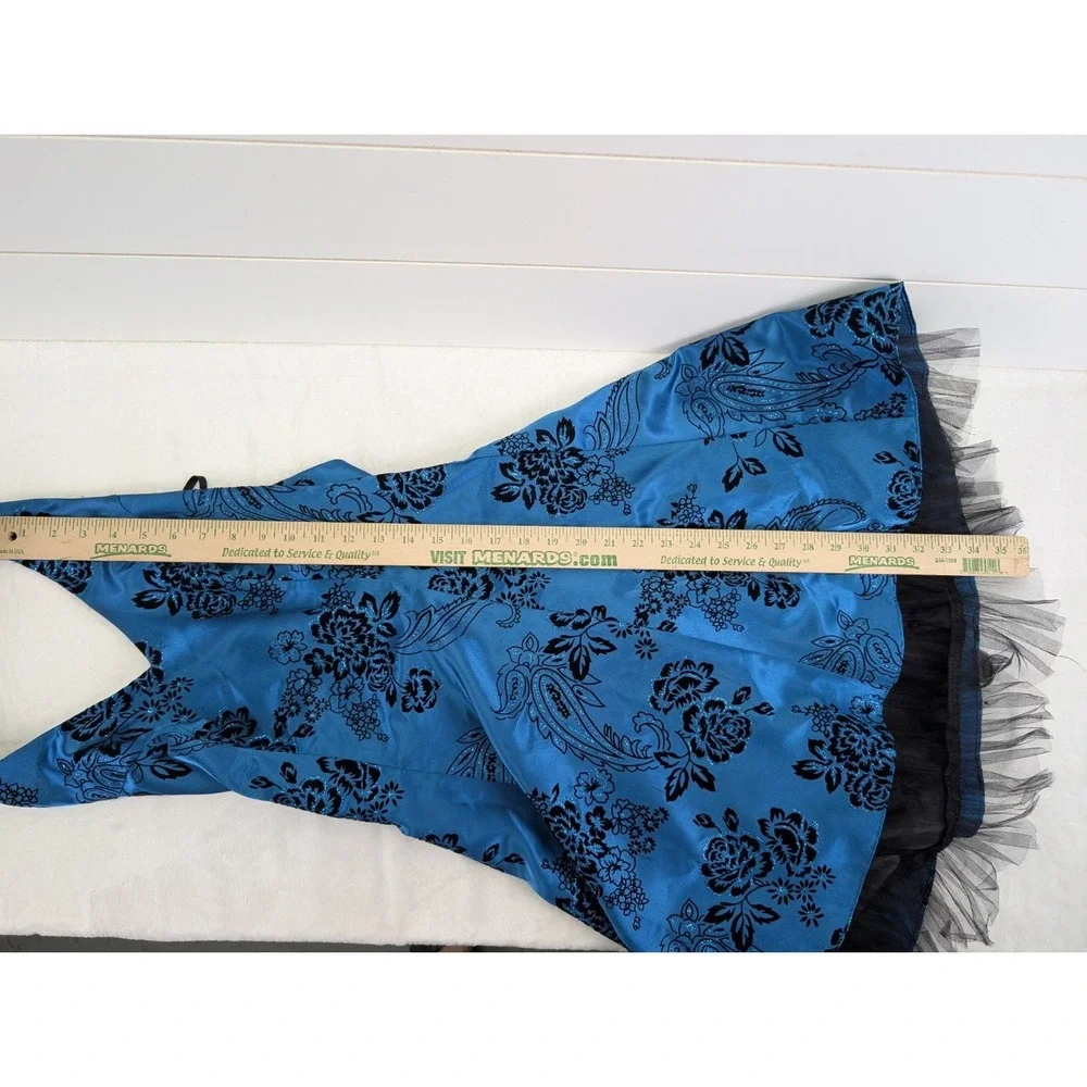 Vintage Y2K Teal Halter Dress Size 7 Tulle Whimsigoth Fairy‎ Grunge Glitter Prom